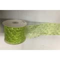 Sheer Wired Ribbon with Glitter Dots Lime 3" 25y